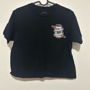 Scumxdog Black Crop Top with Graphic Beer Design